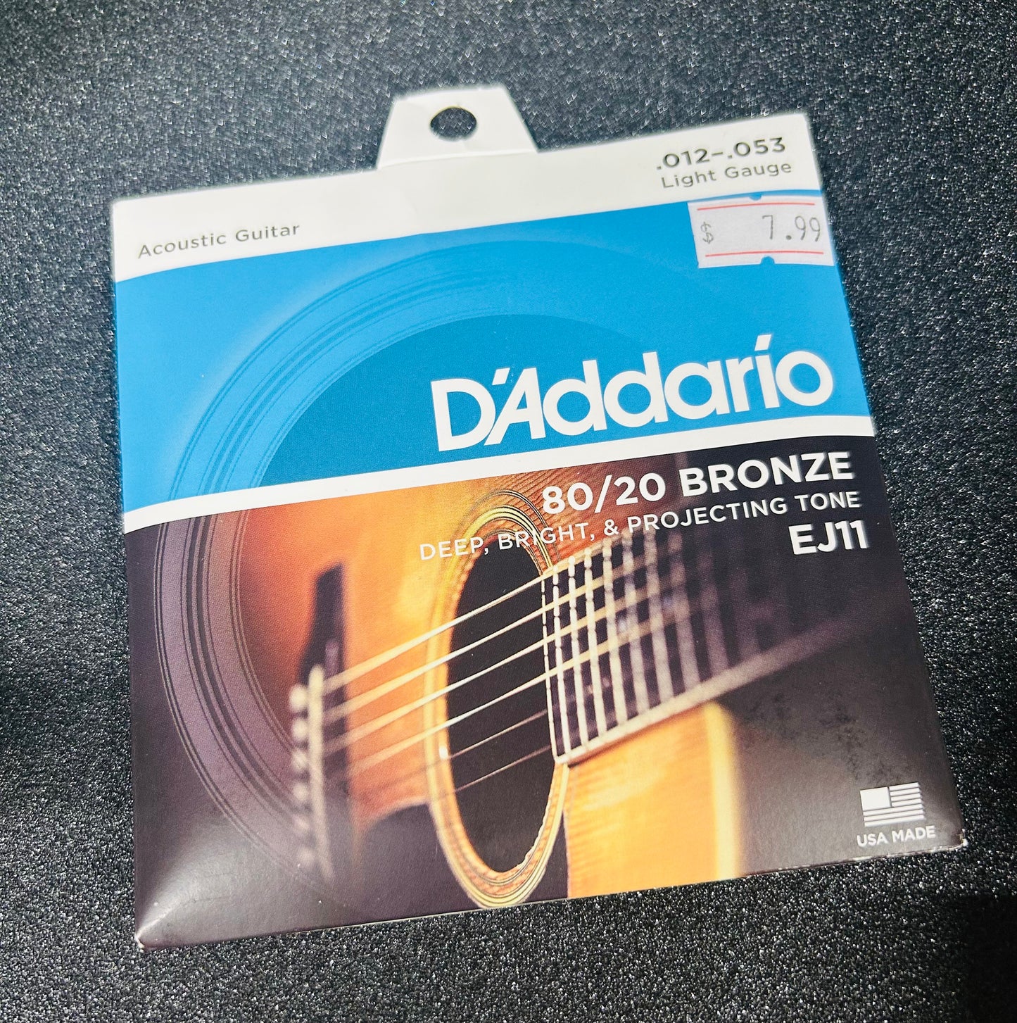 D'Addario Acoustic Guitar Strings, 80/20 Bronze, EJ11, Light Gauge 12-53