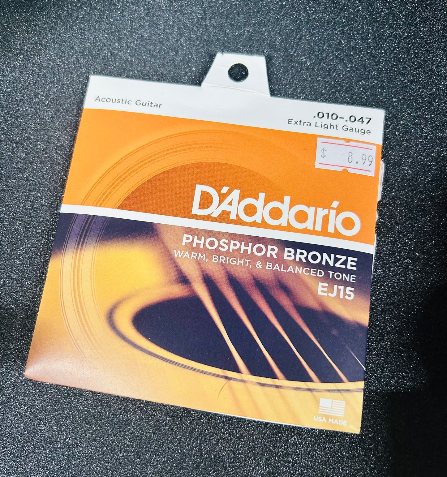 D'Addario Phosphor Bronze Acoustic Guitar Strings, EJ15 Extra Light Gauge